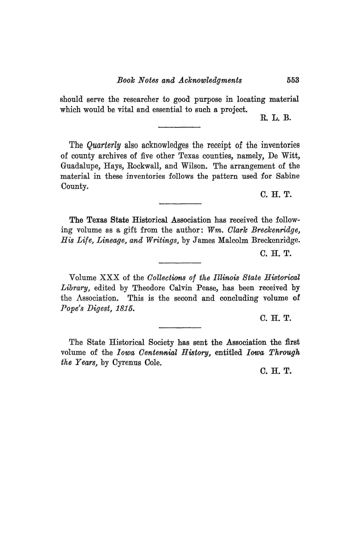 The Southwestern Historical Quarterly, Volume 43, July 1939 - April, 1940
                                                
                                                    553
                                                