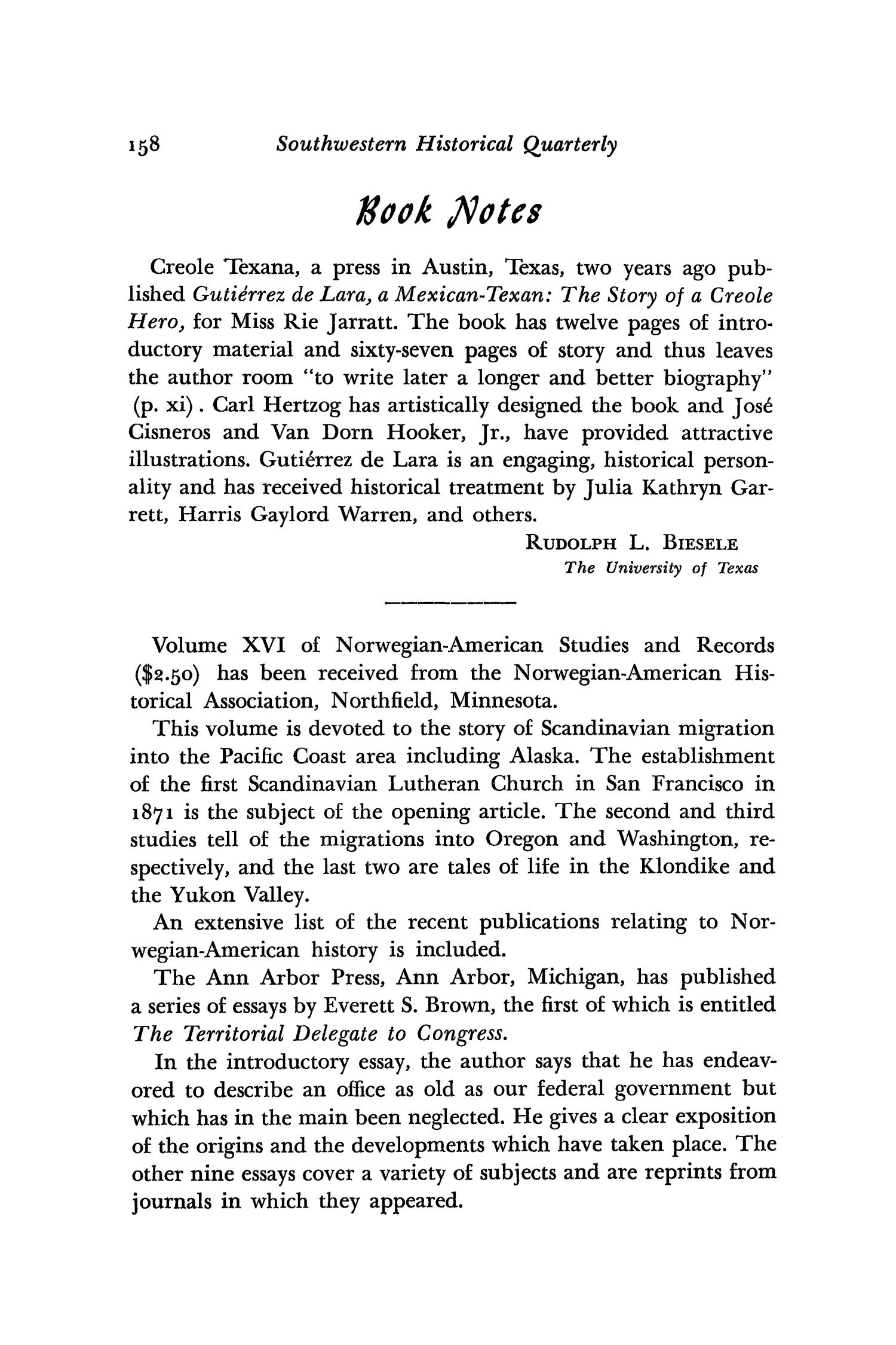 The Southwestern Historical Quarterly, Volume 55, July 1951 - April, 1952
                                                
                                                    158
                                                