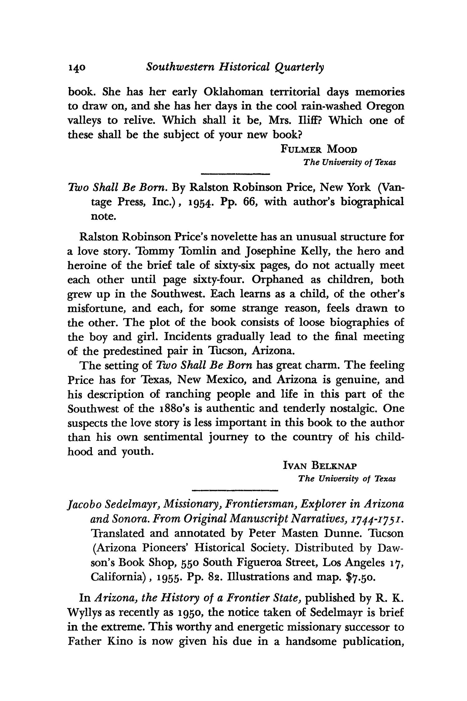 The Southwestern Historical Quarterly, Volume 59, July 1955 - April, 1956
                                                
                                                    140
                                                