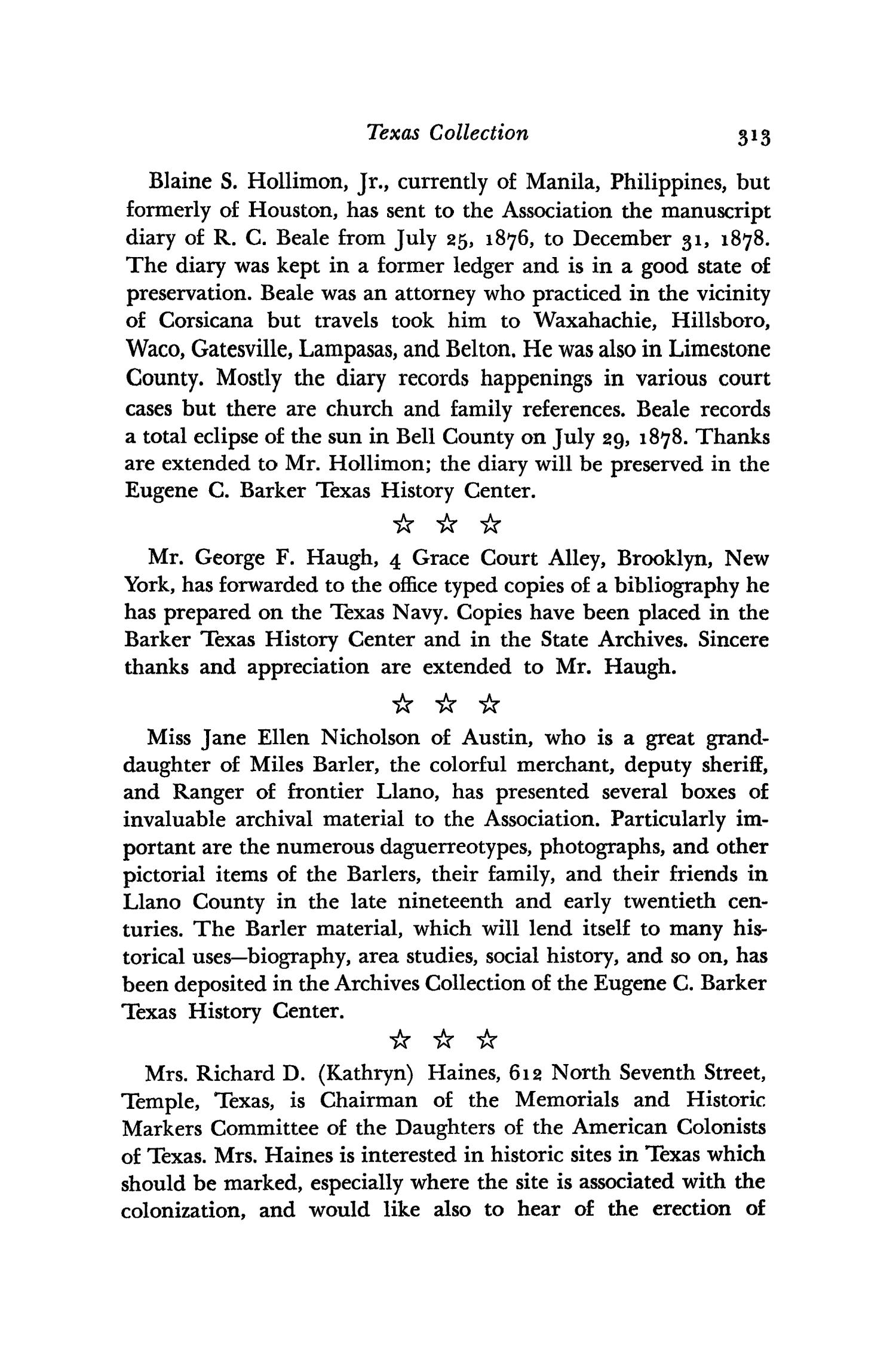 The Southwestern Historical Quarterly, Volume 60, July 1956 - April, 1957
                                                
                                                    313
                                                