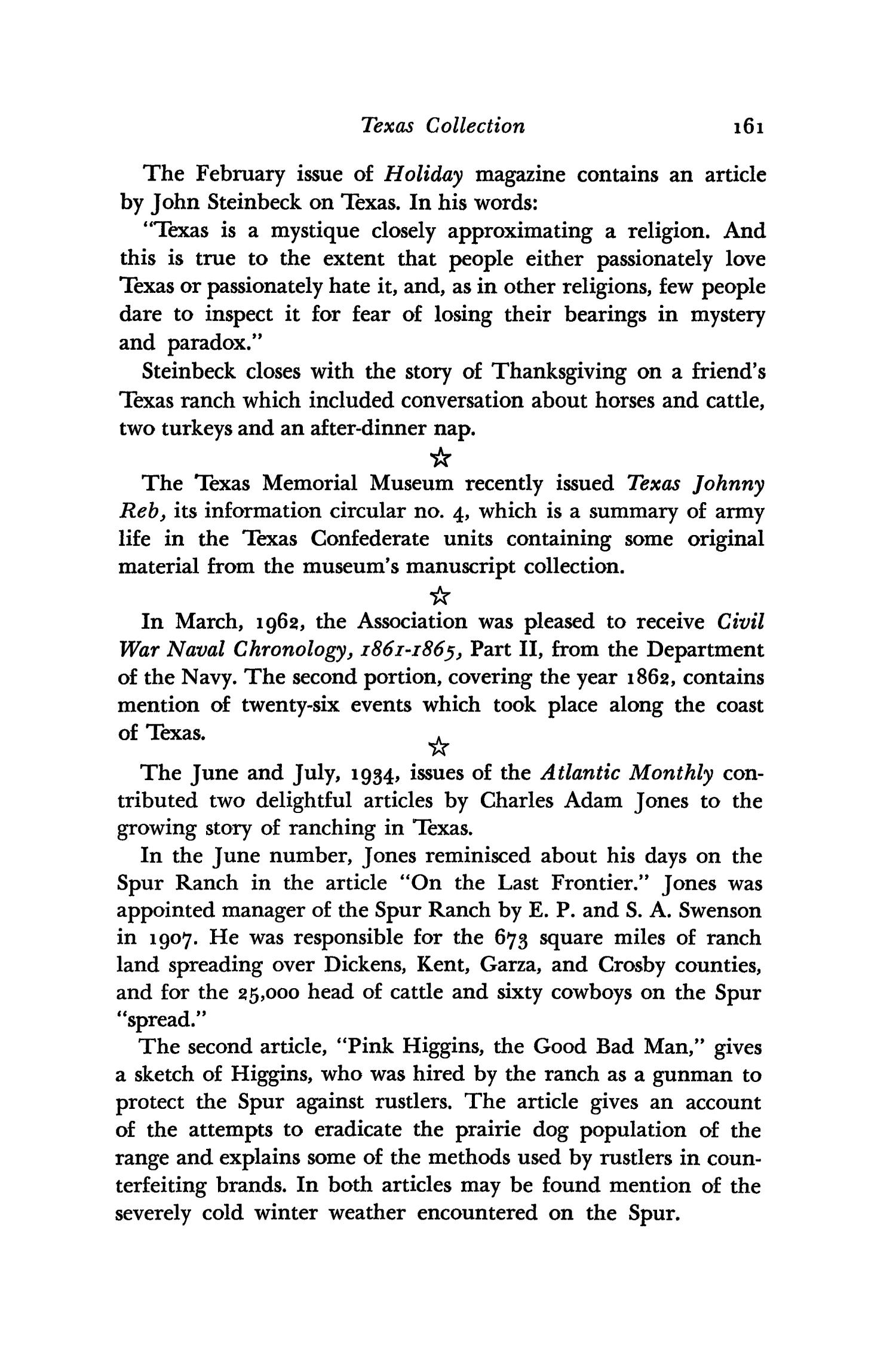 The Southwestern Historical Quarterly, Volume 66, July 1962 - April, 1963
                                                
                                                    161
                                                
