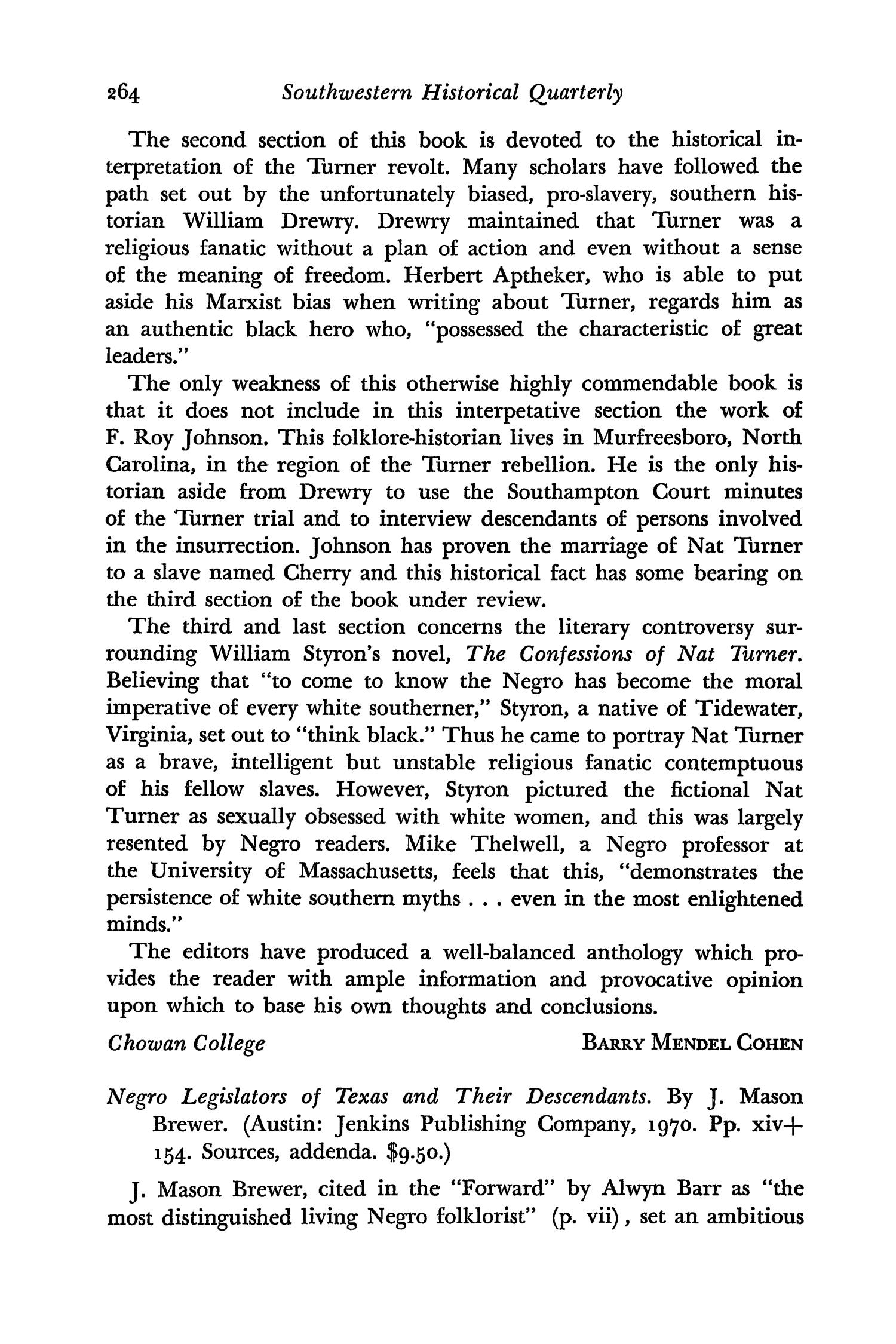 The Southwestern Historical Quarterly, Volume 75, July 1971 - April, 1972
                                                
                                                    264
                                                