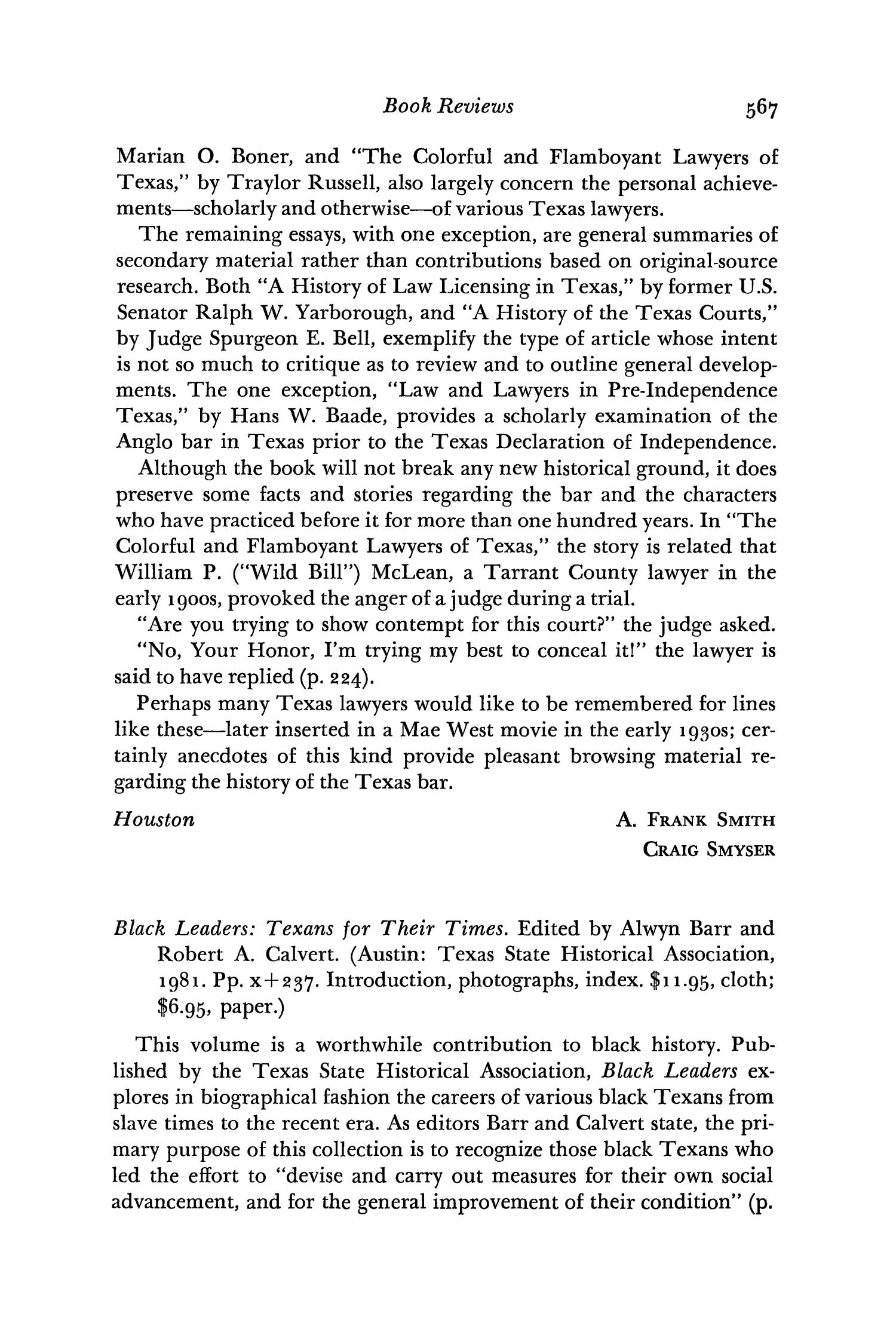The Southwestern Historical Quarterly, Volume 86, July 1982 - April, 1983
                                                
                                                    567
                                                