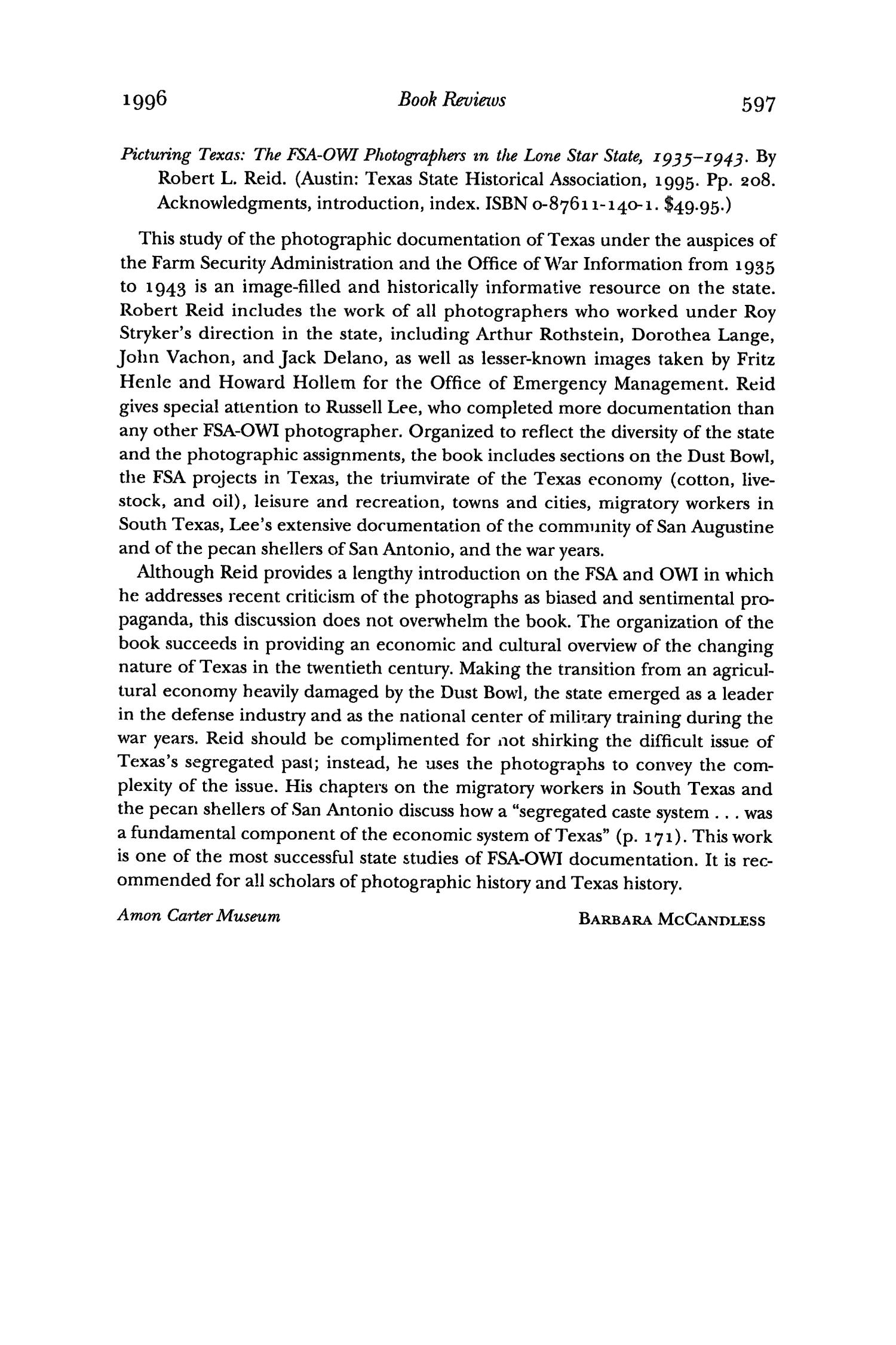 The Southwestern Historical Quarterly, Volume 99, July 1995 - April, 1996
                                                
                                                    597
                                                