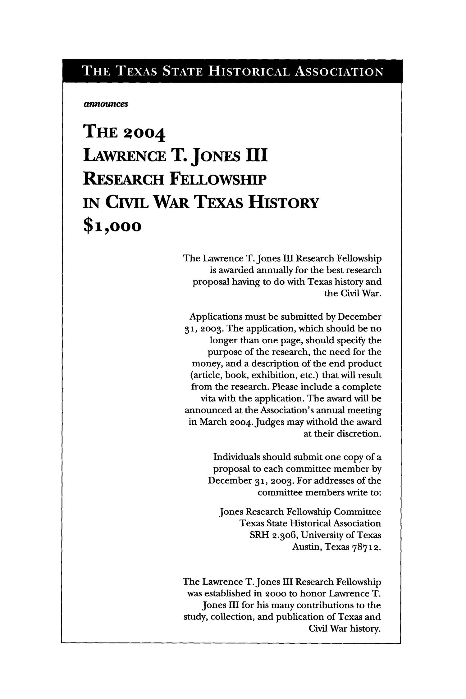 The Southwestern Historical Quarterly, Volume 106, July 2002 - April, 2003
                                                
                                                    None
                                                
