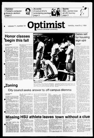 Primary view of object titled 'The Optimist (Abilene, Tex.), Vol. 71, No. 44, Ed. 1, Tuesday, March 6, 1984'.