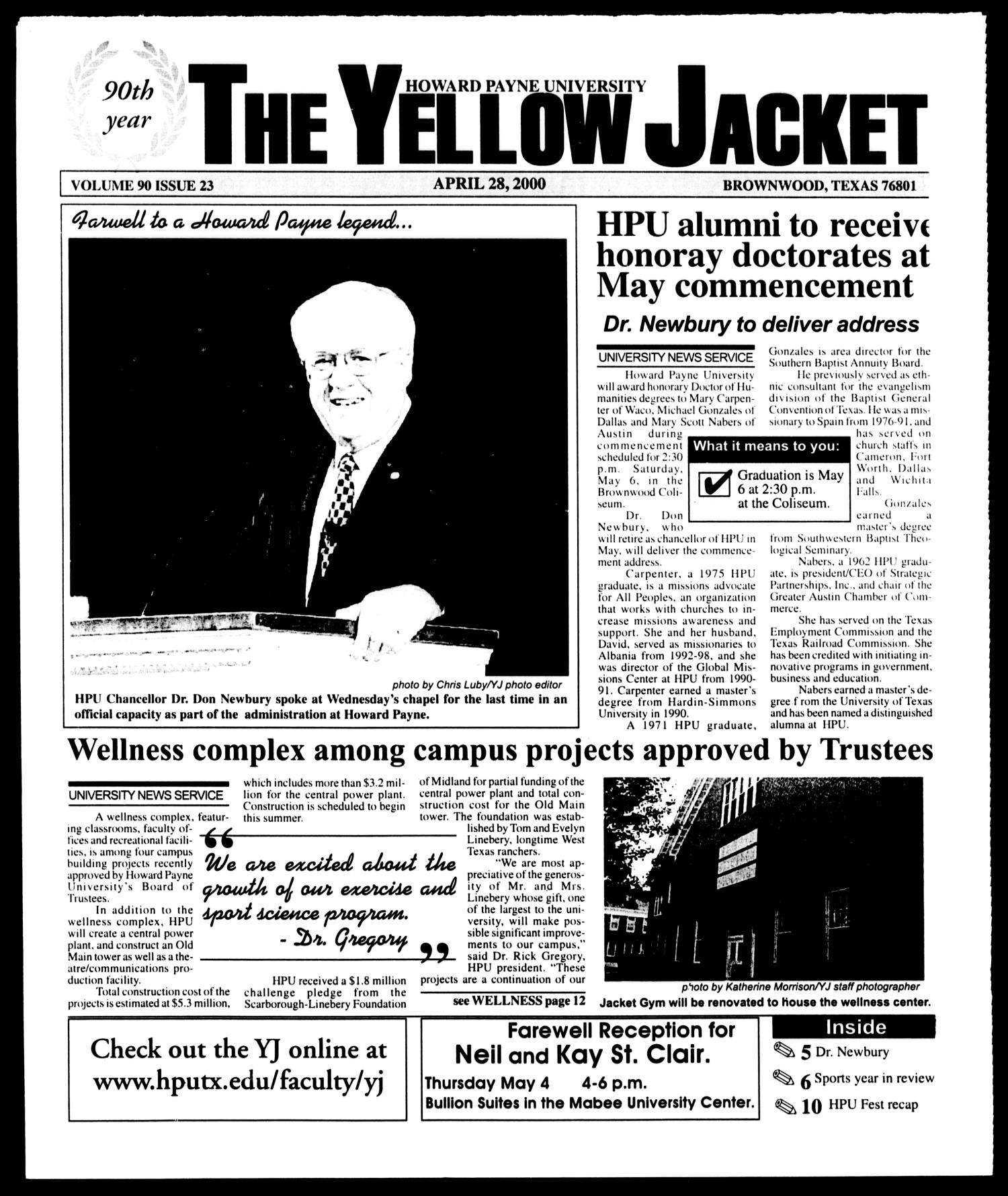 The Yellow Jacket (Brownwood, Tex.), Vol. 90, No. 23, Ed. 1, Friday, April 28, 2000
                                                
                                                    [Sequence #]: 1 of 12
                                                