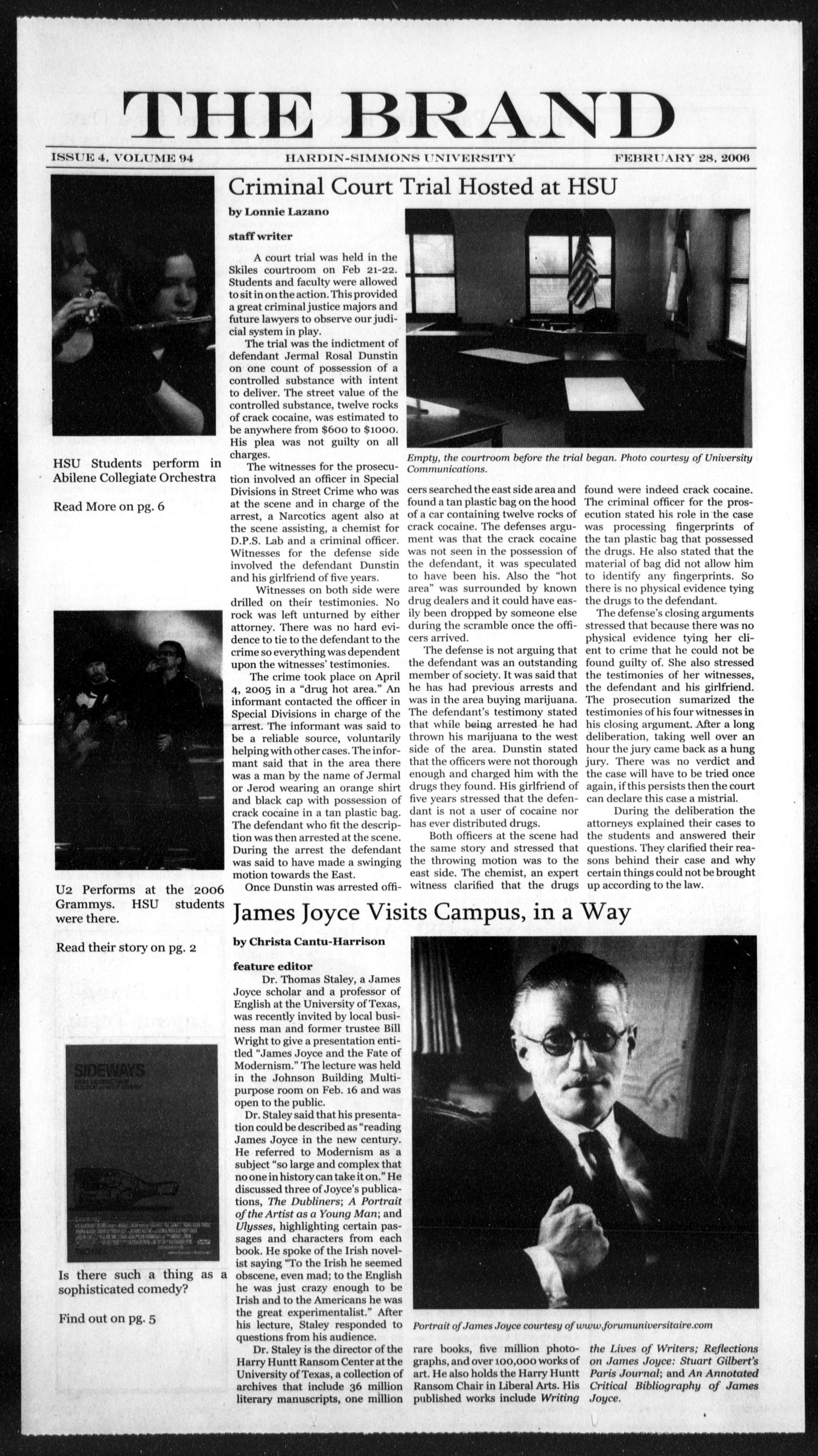 The Brand (Abilene, Tex.), Vol. 94, No. 4, Ed. 1, Tuesday, February 28, 2006
                                                
                                                    [Sequence #]: 1 of 6
                                                