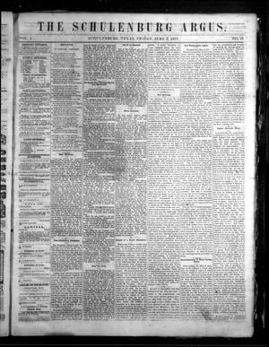 Primary view of object titled 'The Schulenburg Argus. (Schulenburg, Tex.), Vol. 1, No. 10, Ed. 1 Friday, June 1, 1877'.