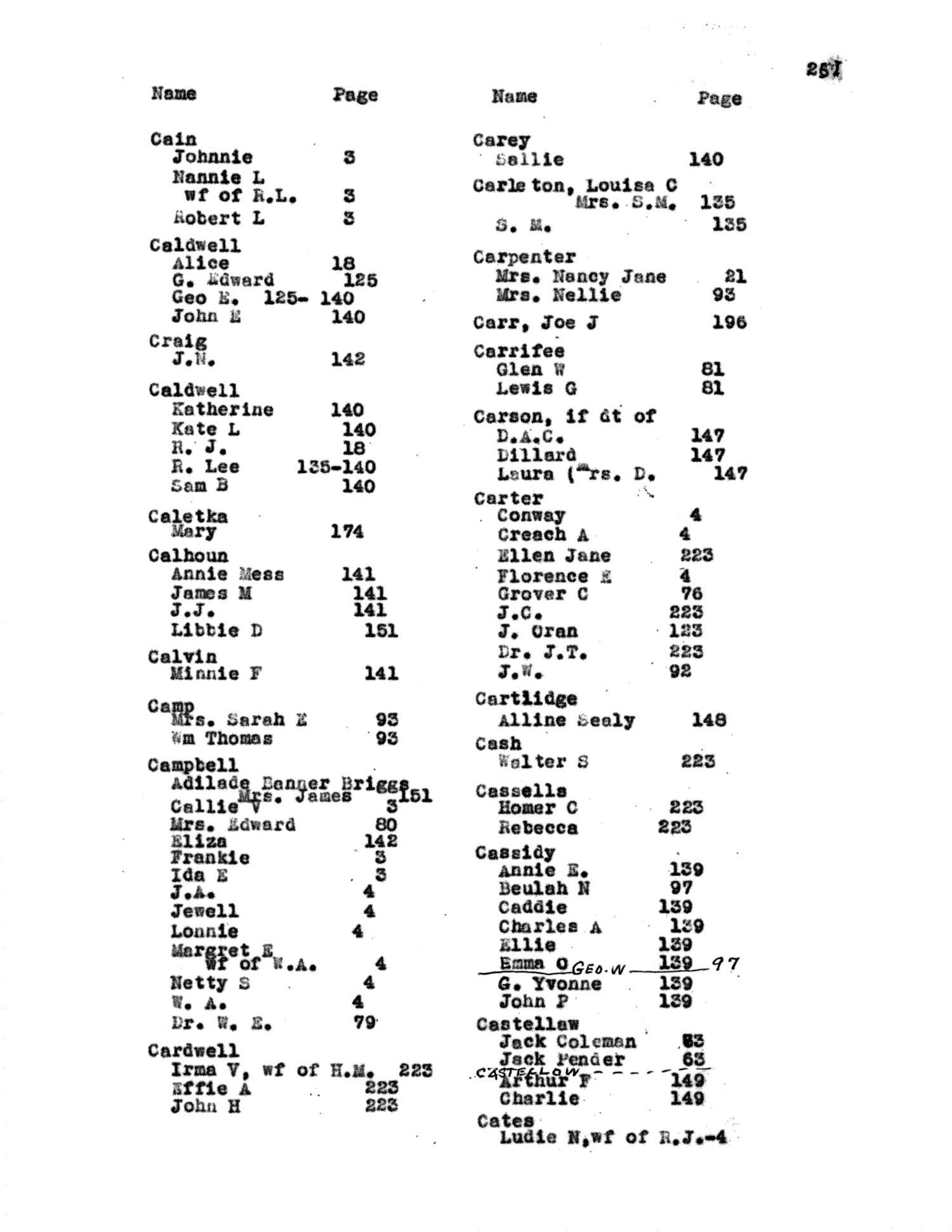 Texas Genealogical Records, Ellis County, Volume 10, 1775-1957
                                                
                                                    251
                                                