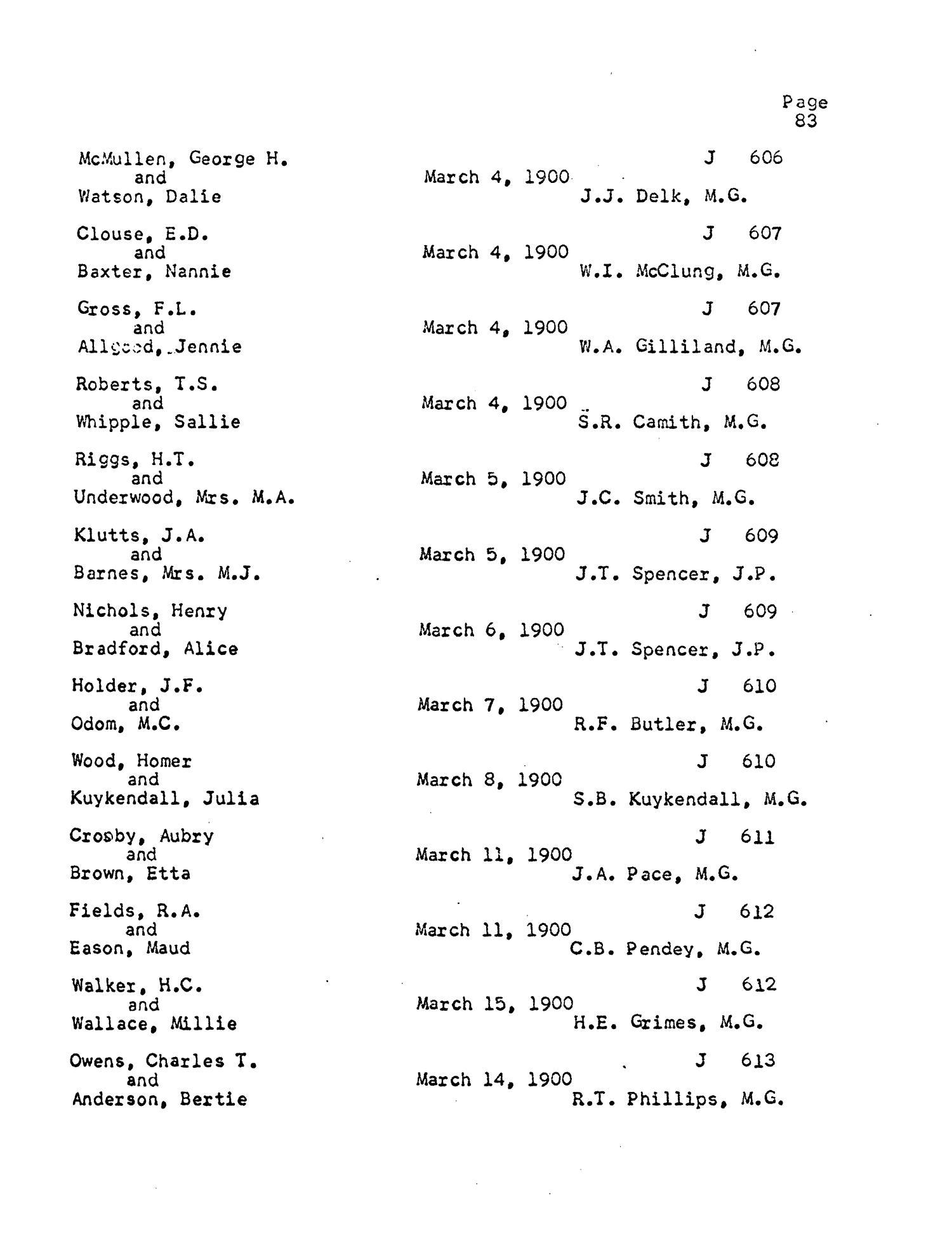 Texas Genealogical Records, Ellis County, Volume 20, 1720-1967
                                                
                                                    83
                                                