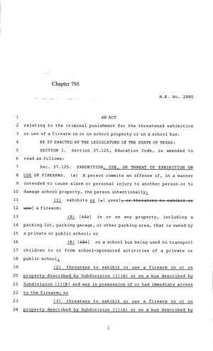 Primary view of object titled '85th Texas Legislature, Regular Session, House Bill 2880, Chapter 795'.