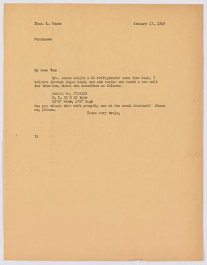 Primary view of object titled '[Letter from I. H. Kempner to Thos. L. James, January 17, 1949]'.