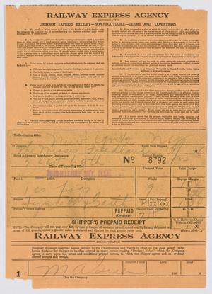 Primary view of object titled '[Receipt for Express Charges]'.