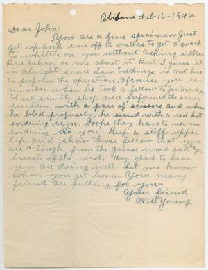 Primary view of object titled '[Letter from Will Young to W. J. Bryan, February 16, 1944]'.
