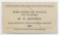 Text: [R. T. Redies Police Business Card]