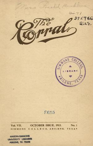 Primary view of object titled 'The Corral, Volume 7, Number 1, October, 1913'.