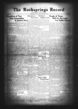 Primary view of object titled 'The Rocksprings Record and Edwards County Leader (Rocksprings, Tex.), Vol. 11, No. 8, Ed. 1 Friday, February 1, 1929'.