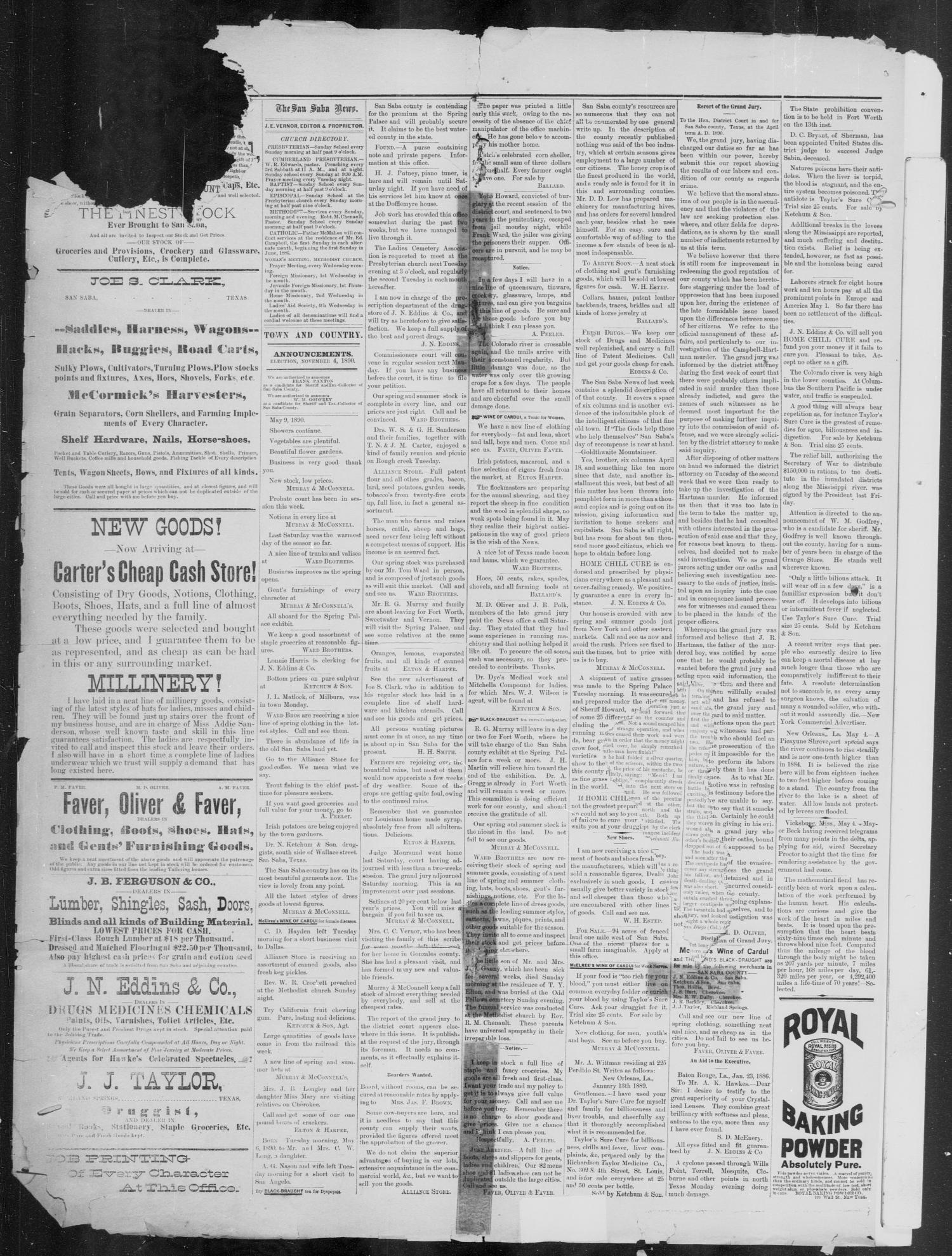 The San Saba News. (San Saba, Tex.), Vol. 16, No. 27, Ed. 1, Friday, May 9, 1890
                                                
                                                    [Sequence #]: 4 of 4
                                                