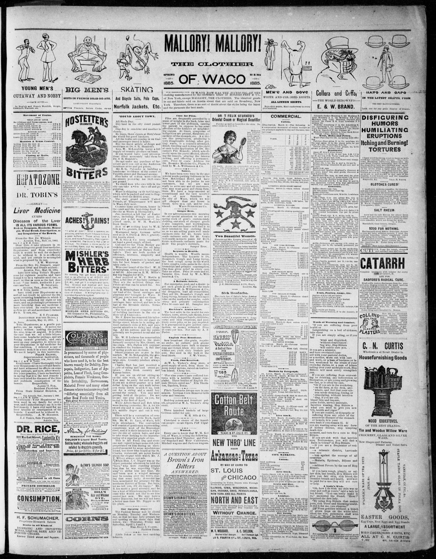 Waco Daily Examiner. (Waco, Tex.), Vol. 18, No. 130, Ed. 1, Wednesday, April 1, 1885
                                                
                                                    [Sequence #]: 3 of 4
                                                