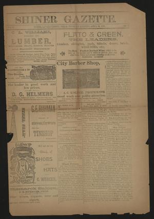 Primary view of object titled 'Shiner Gazette. (Shiner, Tex.), Vol. 3, No. 45, Ed. 1 Thursday, April 16, 1896'.