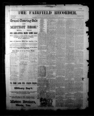 Primary view of object titled 'The Fairfield Recorder. (Fairfield, Tex.), Vol. 17, No. 17, Ed. 1 Friday, January 20, 1893'.