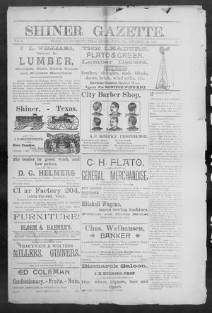 Primary view of object titled 'Shiner Gazette. (Shiner, Tex.), Vol. 3, No. 16, Ed. 1, Thursday, September 26, 1895'.