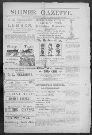 Primary view of object titled 'Shiner Gazette. (Shiner, Tex.), Vol. 3, No. 17, Ed. 1, Thursday, October 3, 1895'.