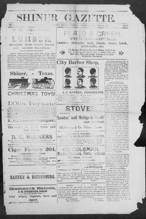 Primary view of object titled 'Shiner Gazette. (Shiner, Tex.), Vol. 3, No. 27, Ed. 1, Thursday, December 12, 1895'.