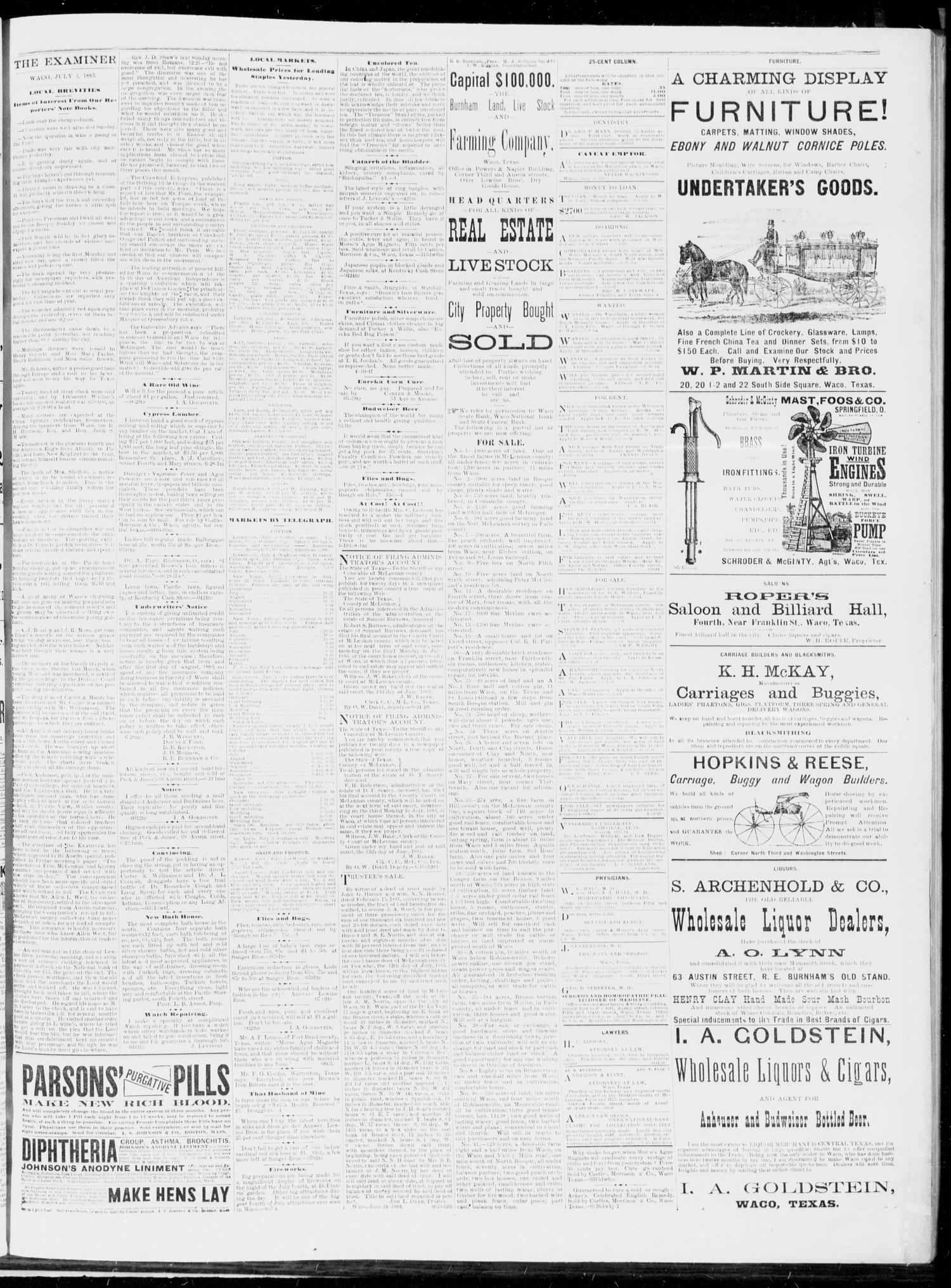 The Waco Daily Examiner. (Waco, Tex.), Vol. 16, No. 169, Ed. 1, Tuesday, July 3, 1883
                                                
                                                    [Sequence #]: 3 of 4
                                                