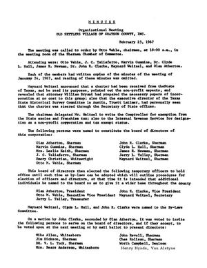 Primary view of [Old Settler's Association of Grayson County Minutes, 1967-1976]