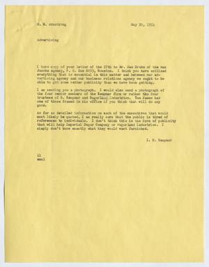 Primary view of object titled '[Letter from Isaac Herbert Kempner to Robert Markle Armstrong, May 29, 1954]'.
