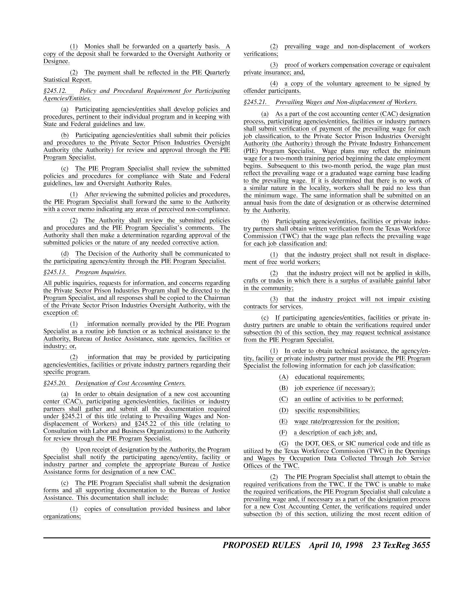 Texas Register, Volume 23, Number 15, Pages 3631-3764, April 10, 1998
                                                
                                                    3655
                                                