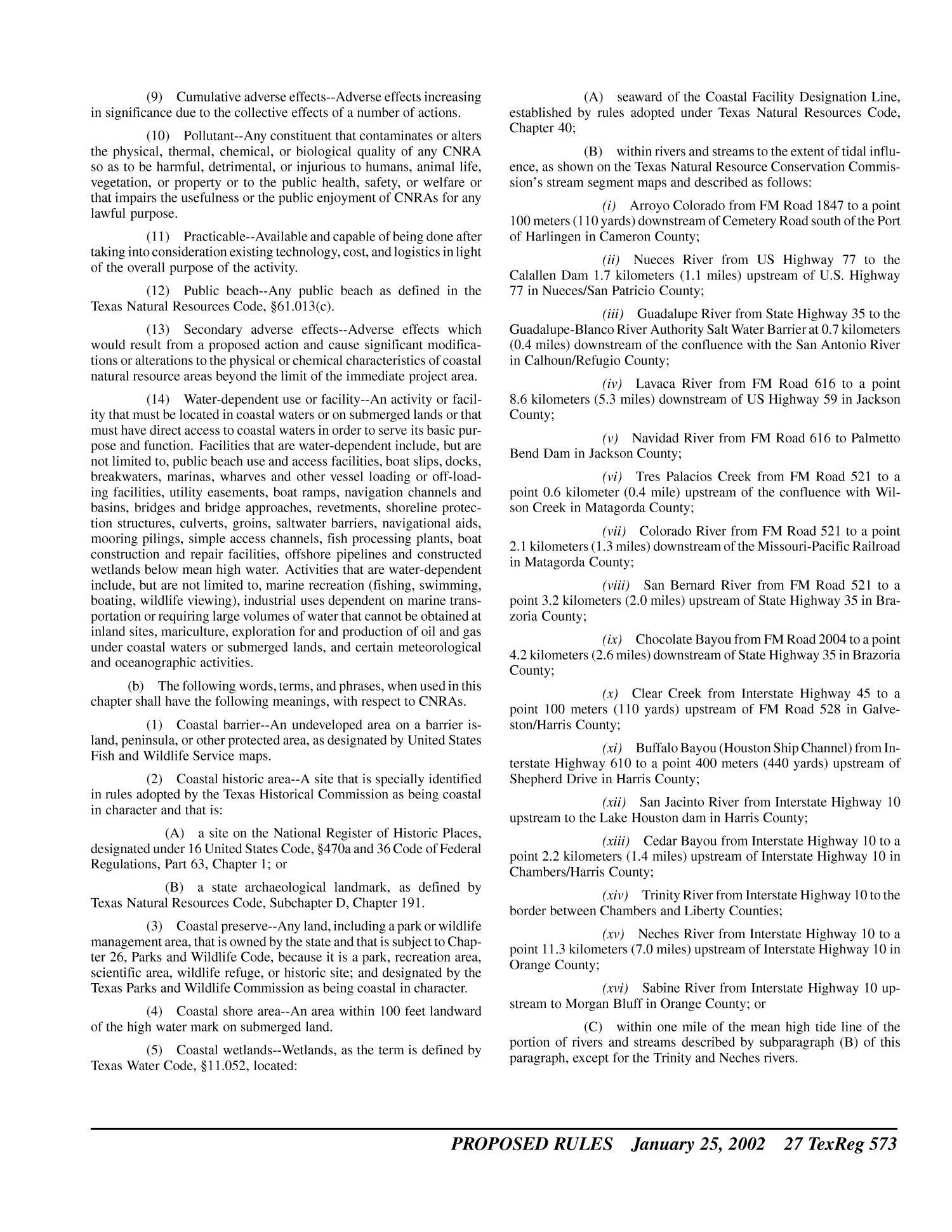Texas Register, Volume 27, Number 4, Pages 529-656, January 25, 2002
                                                
                                                    573
                                                