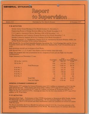Primary view of object titled 'Convair Report to Supervision, Number 1012, November 16, 1977'.