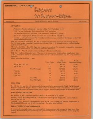 Primary view of object titled 'Convair Report to Supervision, Number 1006, July 20, 1977'.