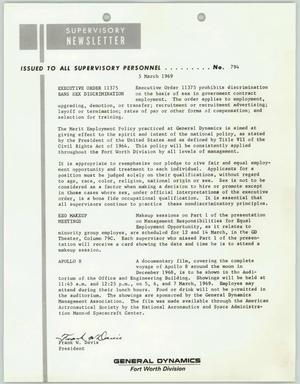 Primary view of object titled 'Convair Supervisory Newsletter, Number 794, March 5, 1969'.
