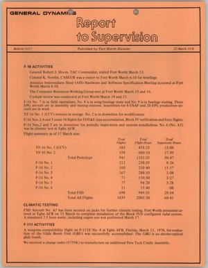 Primary view of object titled 'Convair Report to Supervision, Number 1017, March 22, 1978'.