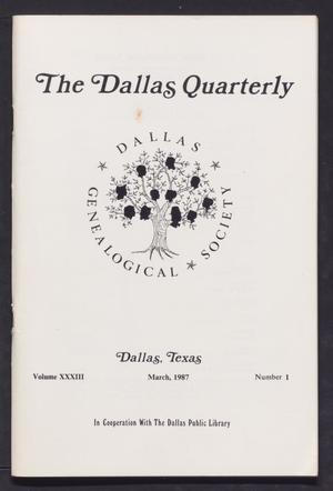Primary view of object titled 'The Dallas Quarterly, Volume 33, Number 1, March 1987'.