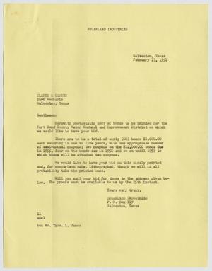 Primary view of object titled '[Letter from Isaac Herbert Kempner to Clarke & Courts, February 17, 1954]'.