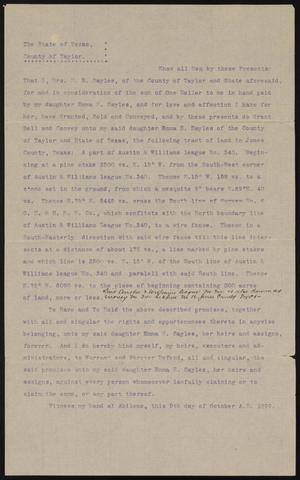Primary view of object titled '[Land Transfer Draft from Mary E. Sayles to Emma H. Sayles]'.