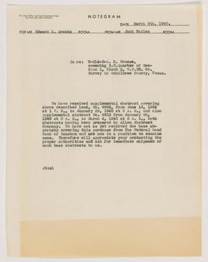 Primary view of object titled '[Letter from Jack Sayles to Edward S. Arentz, March 6, 1940]'.