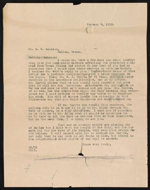 Primary view of object titled '[Letter from Henry Sayles to A. M. Acheson, January 9, 1912]'.