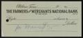 Text: [Note Written on Farmers and Merchants National Bank Check]