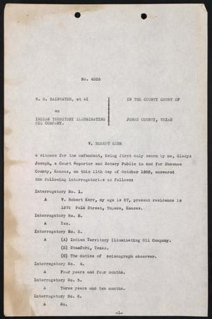 Primary view of object titled 'Cause No. 4035: Answers and Deposition of V. Robert Kerr]'.