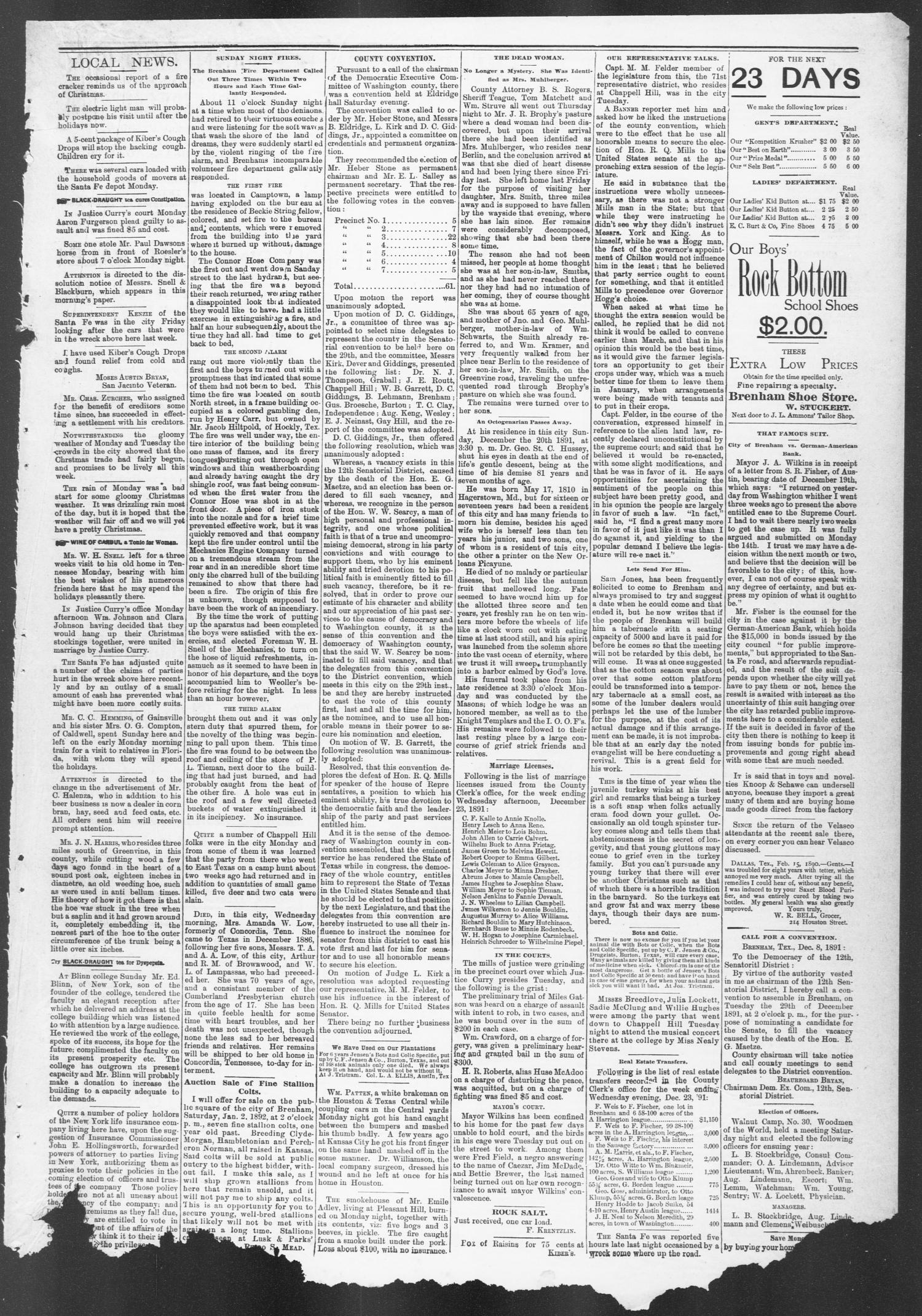Brenham Weekly Banner. (Brenham, Tex.), Vol. 26, No. 51, Ed. 1, Thursday, December 24, 1891
                                                
                                                    [Sequence #]: 11 of 14
                                                