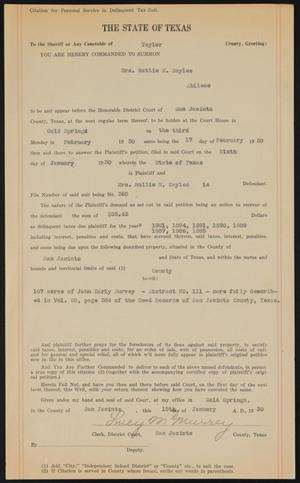 Primary view of object titled '[Subpoena for Mattie M. Sayles]'.