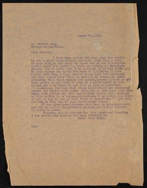 Primary view of object titled '[Letter from Perry Sayles to Buford Long, March 7,1919]'.