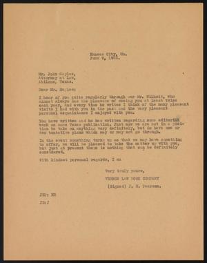 Primary view of object titled '[Letter from J. E. Pearson to John Sayles, June 9, 1932]'.