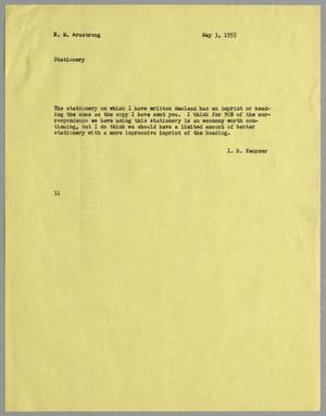Primary view of object titled '[Letter from I. H. Kempner to R. M. Armstrong, May 3, 1955]'.